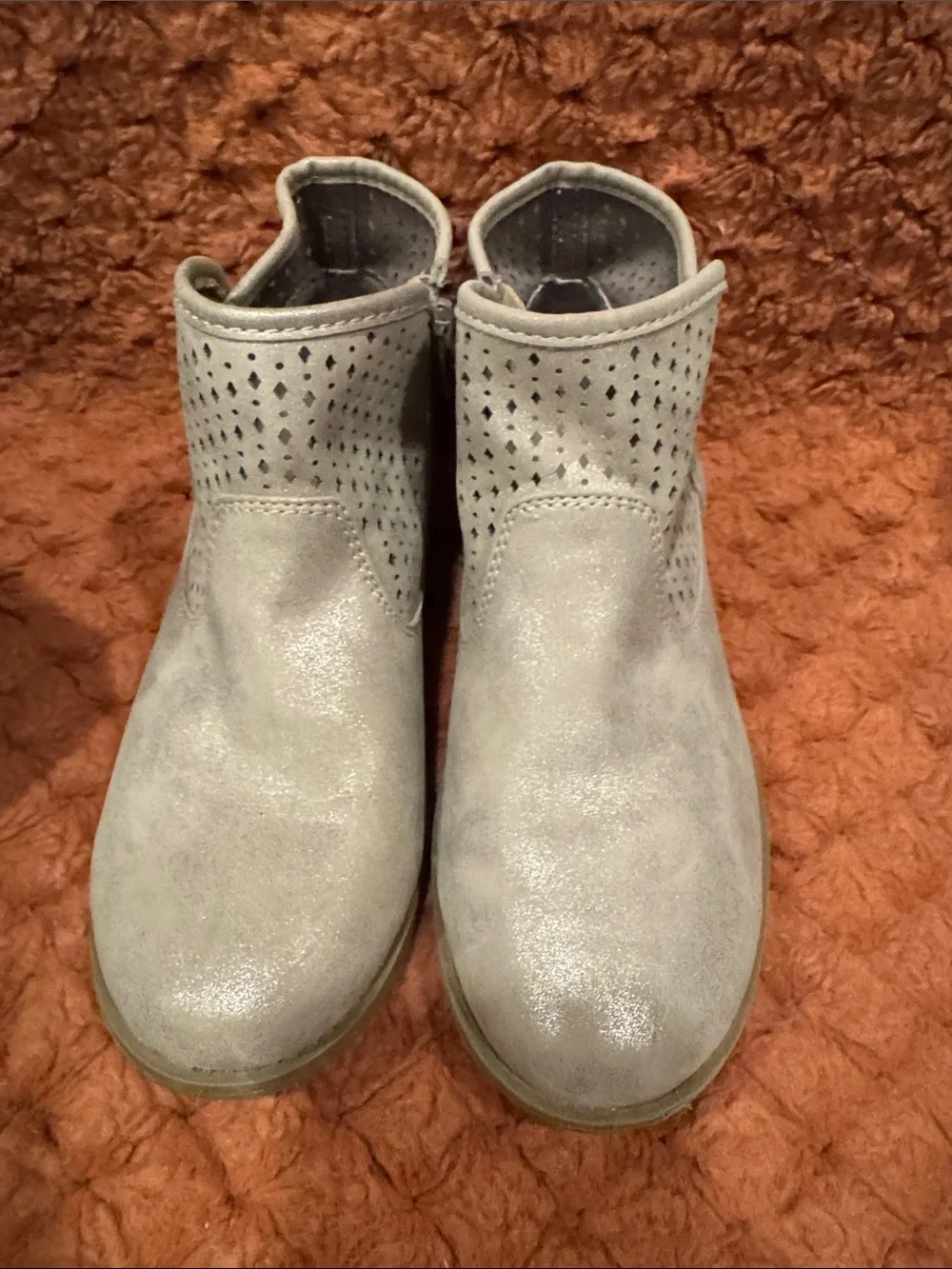 Kids Cat & Jack Silver Gray Perforated Ankle Boots